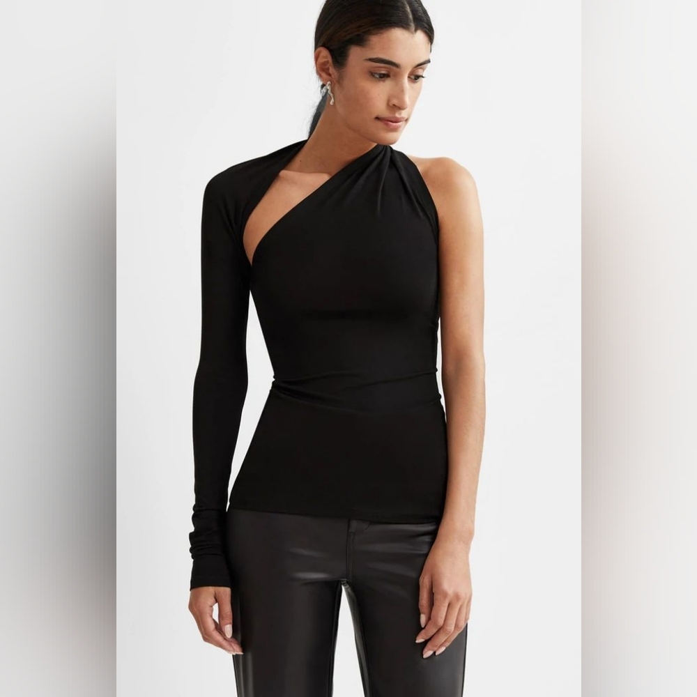 MARCELLA ONE SHOULDER SLEEVE MANHATTAN TOP NWT